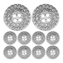Silver Rhinestone Buttons Zinc Alloy 10 pcs