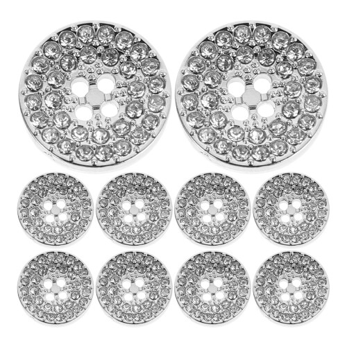 Silver Rhinestone Buttons Zinc Alloy 10 pcs