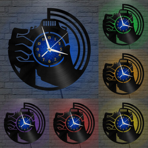 Relógio de parede em vinil de 12 polegadas com LED – Silencioso, decoração criativa para sala de estar, hall de entrada e quarto – Presente 1