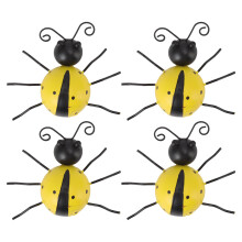 Ladybug Wall Decor Set – Wrought Iron, Yellow & Black, 4