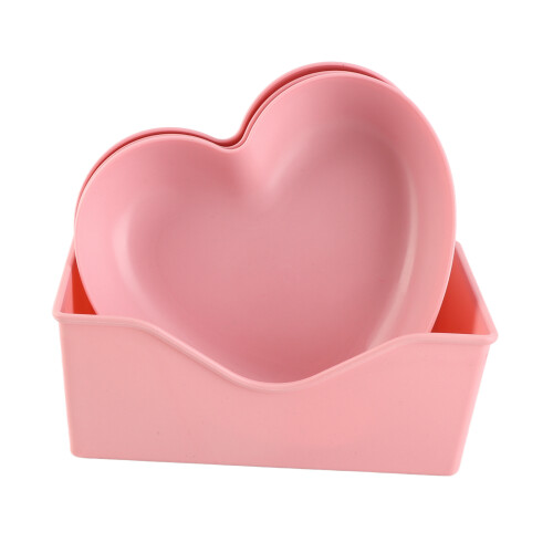 Heart-Shape Plastic Platter Set of 5 with Holder