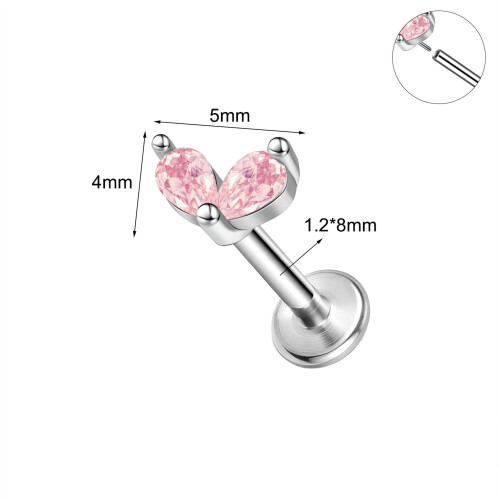 Σκουλαρίκια Labret από ανοξείδωτο ατσάλι 16g, με τραγούδες, piercing Medusa Monroe, 6-3/8 ίντσες-10 1