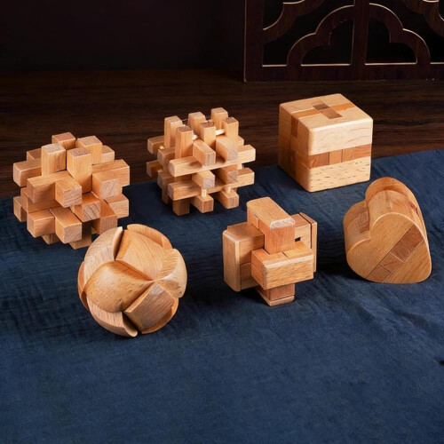 6er-Pack Denkspiele aus Holz, Lernspielzeug 1