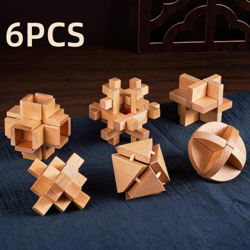 6er-Pack Denkspiele aus Holz, Lernspielzeug 2