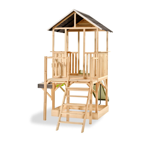 EXIT TOYS EXIT Panorama 550 Wooden Playhouse with Slide, Mud Kitchen and Sandpit 1