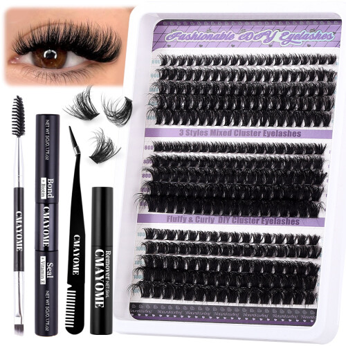 DIY Individual Lash Clusters 50D+60D Mixed Pack - Large Capacity Curly Thick False Lashes for Custom Eye Makeup 1