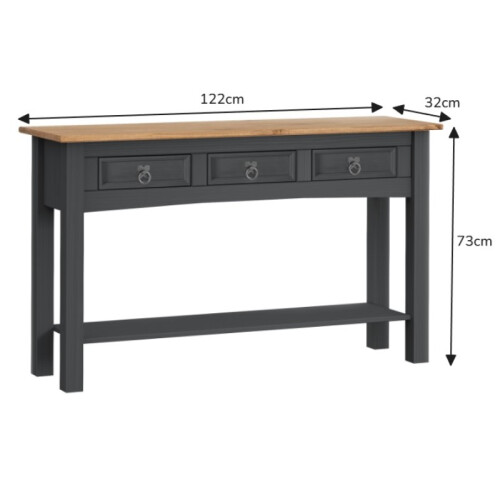 Mercers Furniture Corona Charcoal 3 Drawer Console Table 1