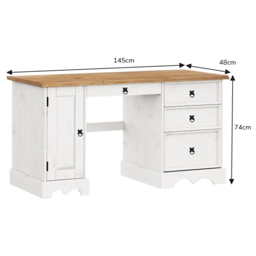 Mercers Furniture Corona White Straight Computer Desk Solid Wood Pine 1