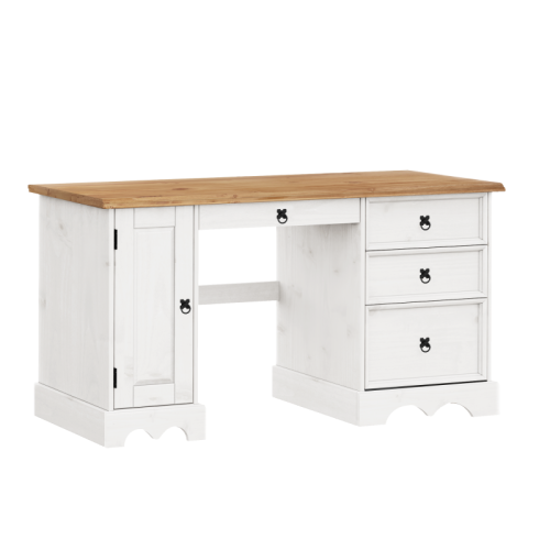 Mercers Furniture Corona White Straight Computer Desk Solid Wood Pine 2