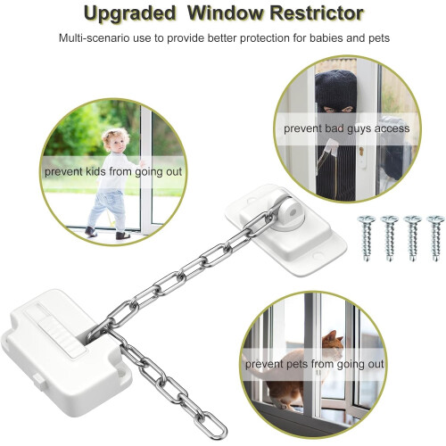yao96266 2PCS Window Locks, Window Safety Locks , Window Restrictor Safety Locks , Self Adhesive, Adjustable Window Lock No Drilling 1