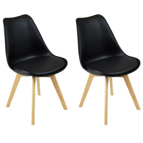 Charles Jacobs (Black Chairs) Charles Jacobs White Square Ceramic Dining Table & 2 Tulip Design Chairs Dining Set Seat Dinner Kitchen 2