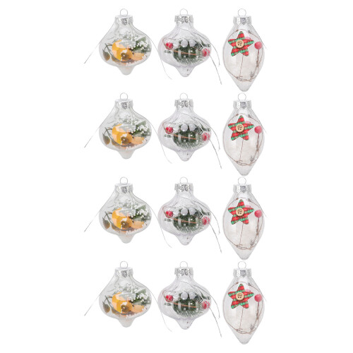 12 boules de Noël transparentes en PET