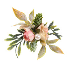 Serviettenring mit Blumenmuster, aus Seidenstroh, Kunststoff, mehrfarbig, 3,8 cm