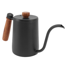 Koffieketel met zwanenhals, 600 ml, roestvrij staal met walnoothouten afwerking