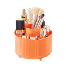 Porta pennelli per trucco girevole a 360, 15x12,5 cm, in plastica resistente, con 5 scomparti, ideale per camera da letto e bagno.