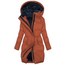 Pratico cappotto da donna impermeabile con cappuccio, foderato in pile spesso e maniche lunghe, ideale per il lavoro e l'uso quotidiano.
