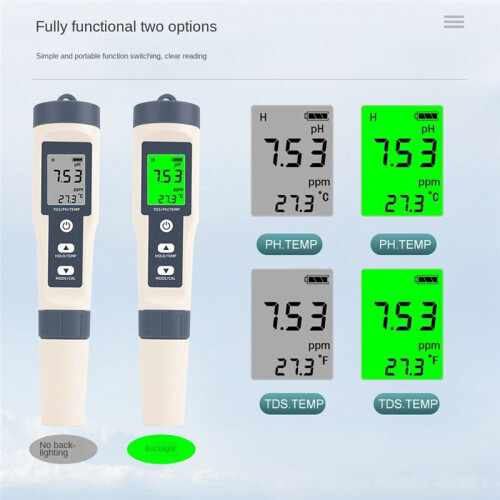 3 in 1 Water Quality Test Pen TDS/PH/TEMP PH Meter Multi-Parameter Belt Water Quality Analyzer 2