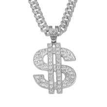 Mænd Kvinder Hip Hop Dollar Vedhæng Halskæde med 13mm Cubansk Kæde Hiphop Iced Out Vedhæng Halskæder Mode Punk Smykker Gaver