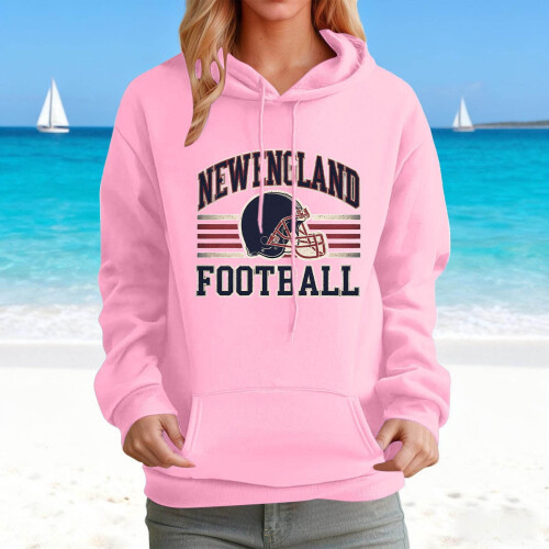 Φθαρμένο φούτερ με κουκούλα New England Football Vintage στυλ για γυναίκες – Ρετρό πουλόβερ 1