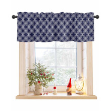 Navy Blue Retro Geometric Window Valance 42x18 Rod Pocket
