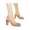 Women's Rhinestone Bow Leather Block Heel Pumps 3
