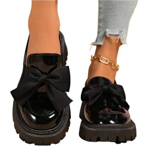 Γυναικεία Loafers Willtoo με Φιόγκο, Χοντρές Πλατφόρμες Slip On, Μοντέρνα και Ελαφριά 2