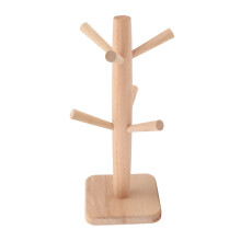 Versatile Home Decor Accents Solid Wood Key & Mug Holder Coffee Cup Tree Stand With Hooks Decorative Key Organizer Natural Texture And Easy