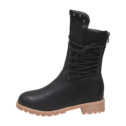 Γυναικείες μπότες Willtoo Vintage Rivet Cowboy, αντιολισθητικές μπότες με κορδόνια στο πλάι 2