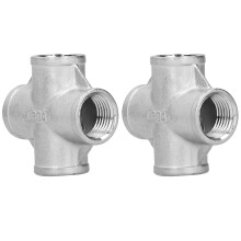 2Pcs 1/2in NPT 4-Way Pipe Adapter 304 Stainless