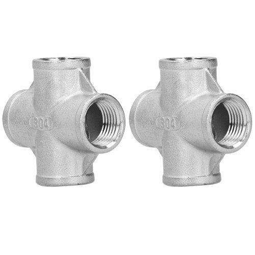2Pcs 1/2in NPT 4-Way Pipe Adapter 304 Stainless