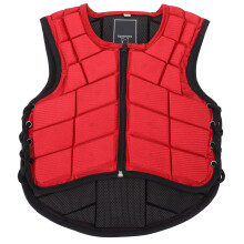 Gilet d'équitation enfant, gilet de protection pour l'équitation avec absorption des chocs, forme arquée, rouge