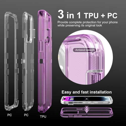 Ανθεκτική θήκη για iPhone12Mini & iPhone13Mini (5,4"), τριπλής στρώσης διαφανές πίσω κάλυμμα 1