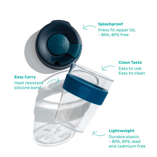 KeepCup KeepCup Original, Lightweight Plastic Reusable Coffee Cup with Splashproof Sipper Lid - 8oz/227ml - Eventide 1