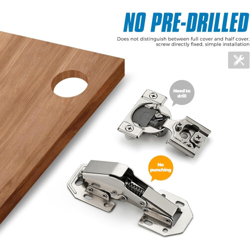 1 Pack Hidden Hinges for Cabinet Doors Frameless, Concealed Cabinet Hinges, Surface Mount Hinges 2