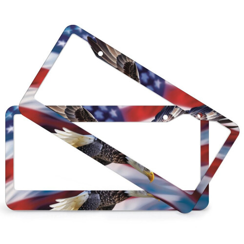Πλαίσια πινακίδων κυκλοφορίας Bald Eagle & American Flag (2 τεμάχια), συμβατά με ΗΠΑ και 1