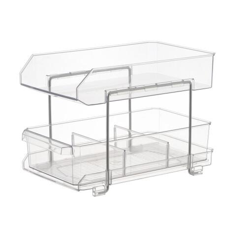 2Tier Clear Acrylic Organizer With Removable Dividers Stackable Under Sink Storage Solution For Kitchen And Bathroom Versatile MultiUse Storage