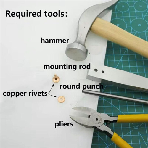 42Pcs Copper Rivets and Burrs Set,Leather Rivets Fastener Install Setting Tool with Hole Punch Cutter for Belts Wallets 1
