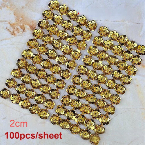 100 τεμάχια 2cm παγιέτες λουλουδιών, DIY απλικέ με επίπεδη πλάτη για παπούτσια, 1