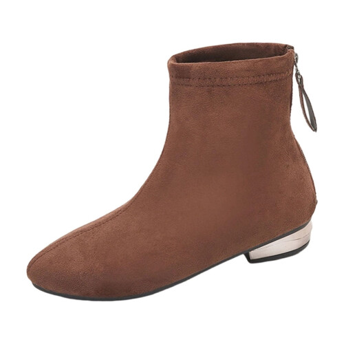 Women's ankle boots round toe low heel with side zipper 1