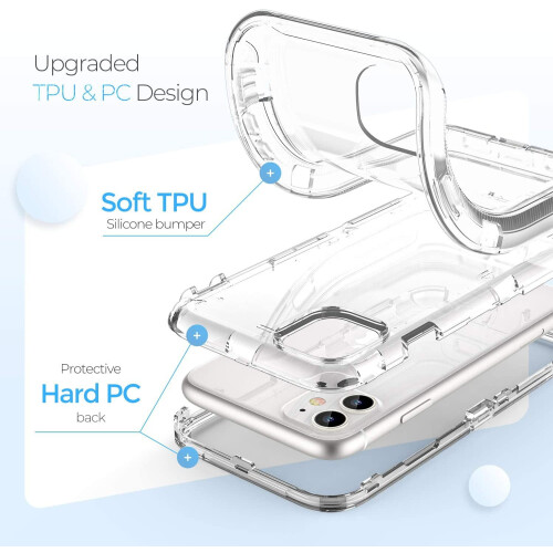 Ανθεκτική θήκη για iPhone12Mini & iPhone13Mini (5,4"), τριπλής στρώσης διαφανές πίσω κάλυμμα 2