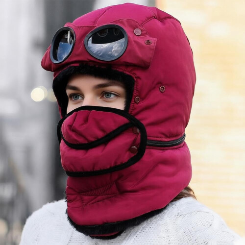 Vintervärmemössa med glasögon och ansiktsmask 3-i-1 1