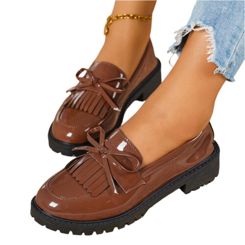 Γυναικεία Loafers με Φιόγκο Willtoo, Χαριτωμένα Παπούτσια Πλατφόρμας σε Μονόχρωμο 2