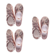 3Pcs Pink PU Ballet Flats Girls Dancing Shoes Non-Slip Party Shoes
