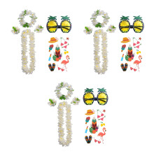 18Pcs White Floral Headband Hawaiian Dress Set Durable Party Favors