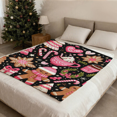 Κουβέρτα King King Gingerbread Man & Candy Cane Throw – Μαλακό, βελούδινο κάλυμμα καναπέ για όλες τις 2
