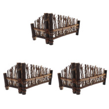3Pcs Serving Fence Rustic Coffee Color Display Set