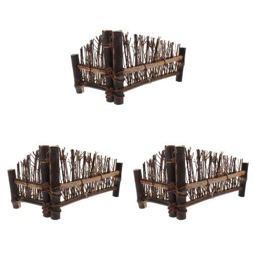 3Pcs Serving Fence Rustic Coffee Color Display Set