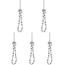 5Pcs Silver Beaded Phone Charm Bowknot Wristlet for Mobile Phones