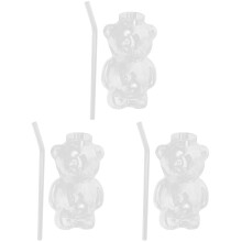 3Pcs Clear Glass Bear Cups Practical Beverage Mugs for Home Use