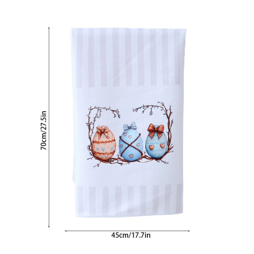 Easter Polyester Cotton Dish Towel, Egg Pattern Kitchen Rag for Daily Cleaning Use 2